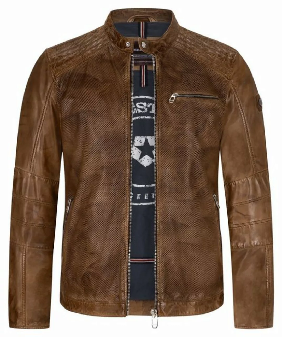 Milestone Lederjacke MS-Miami leichte Herrenjacke aus Lammnappa Leder mit P günstig online kaufen