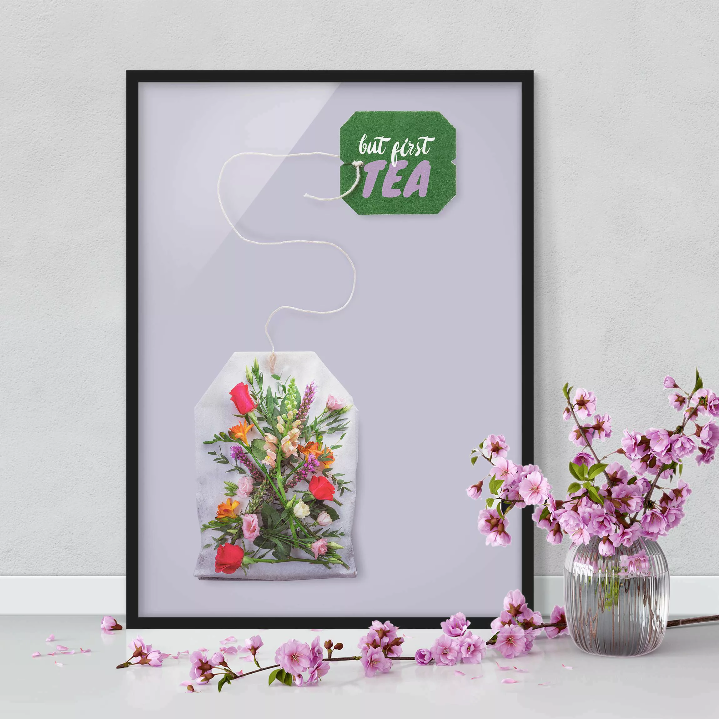 Bild mit Rahmen Küche - Hochformat Blumentee günstig online kaufen