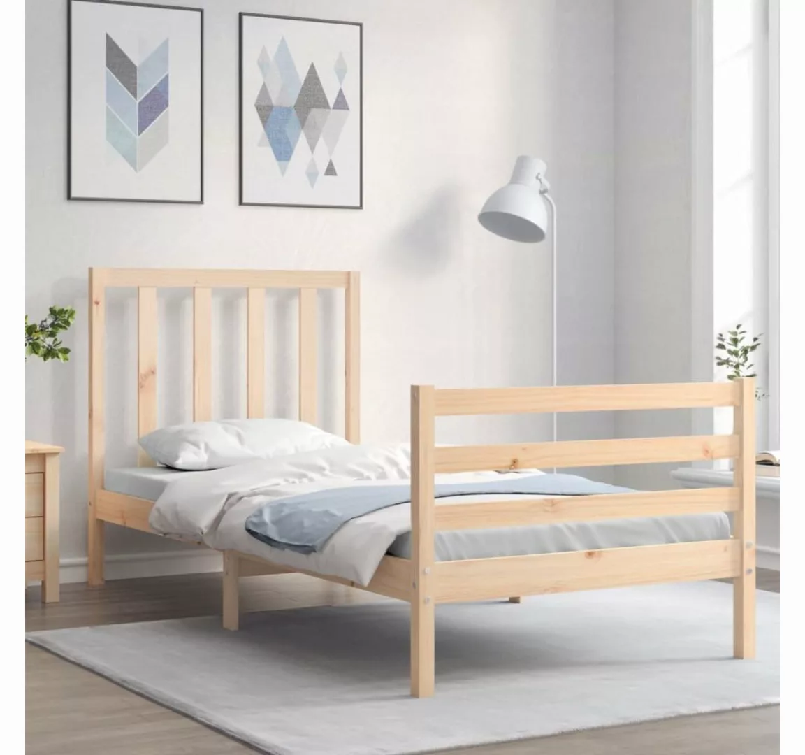 furnicato Bett Massivholzbett mit Kopfteil 90x200 cm günstig online kaufen