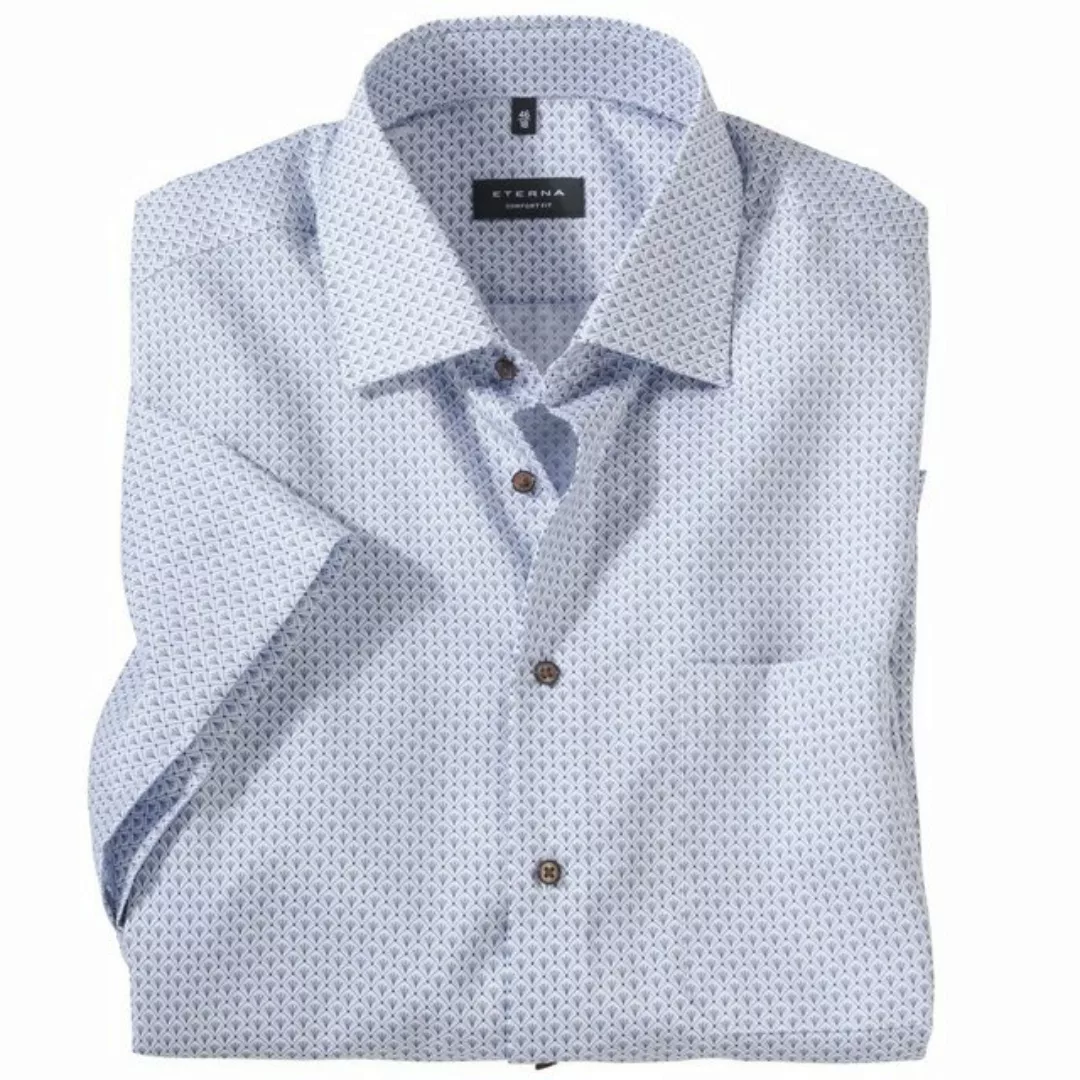 Eterna Kurzarmhemd Große Größen Herren Kurzarmhemd bügelfrei blau-grau gemu günstig online kaufen
