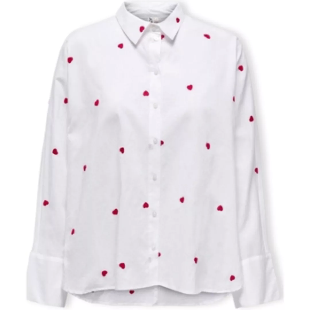 Only  Blusen New Lina Grace Shirt L/S - Bright White/Heart günstig online kaufen
