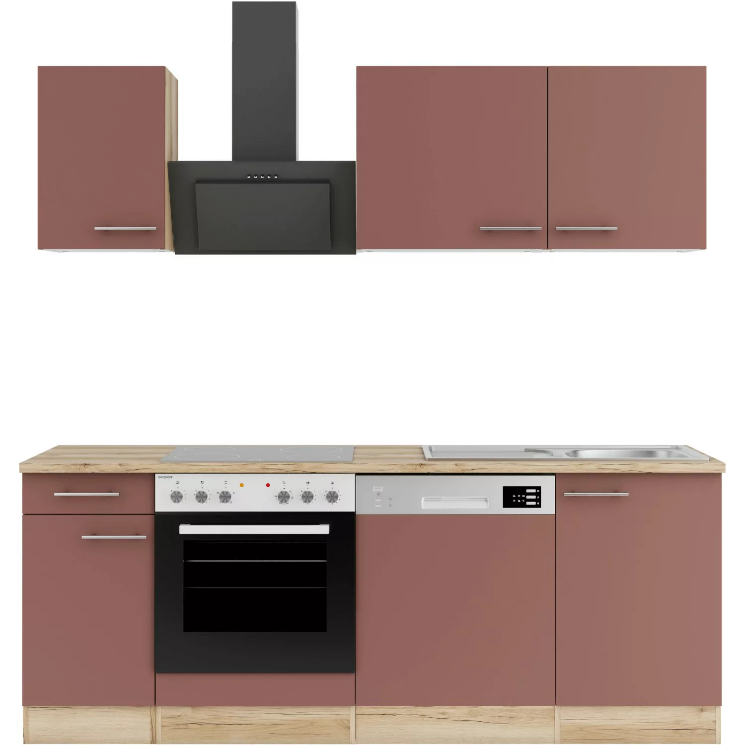 OPTIFIT Bari407 Küchenzeile 210 cm ohne E-Geräte Rostrot günstig online kaufen
