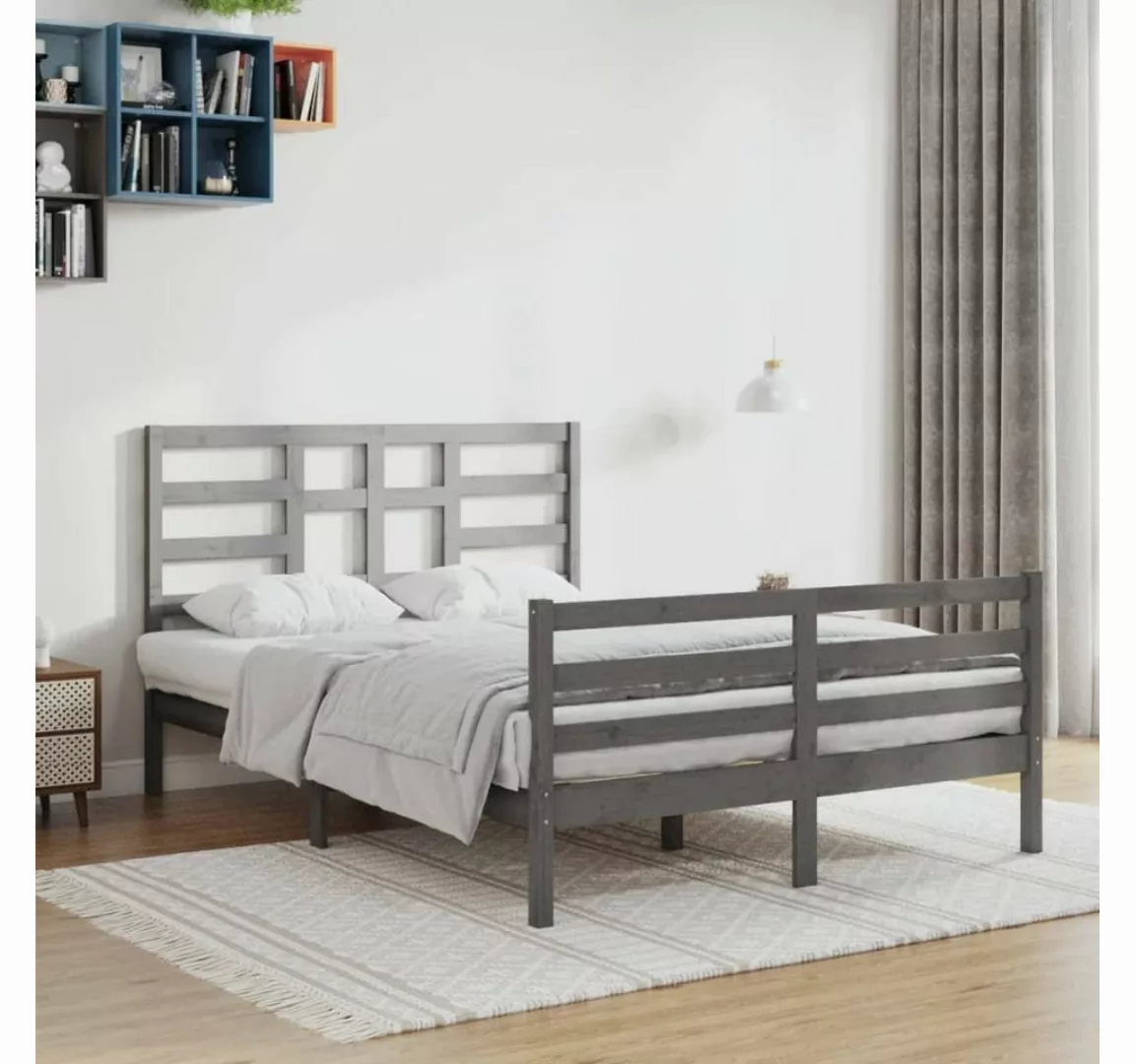 furnicato Bett Massivholzbett Grau 140x200 cm günstig online kaufen