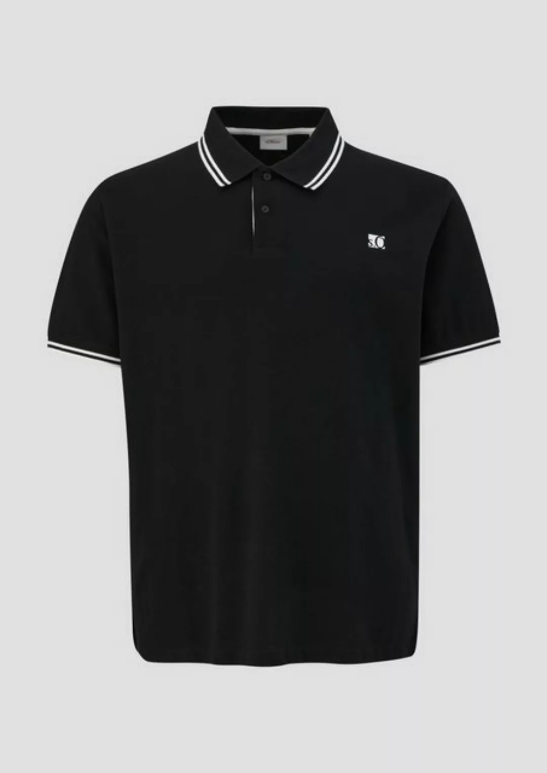 s.Oliver Kurzarmshirt Poloshirt aus Baumwolle mit Logo-Detail Kontrast-Deta günstig online kaufen