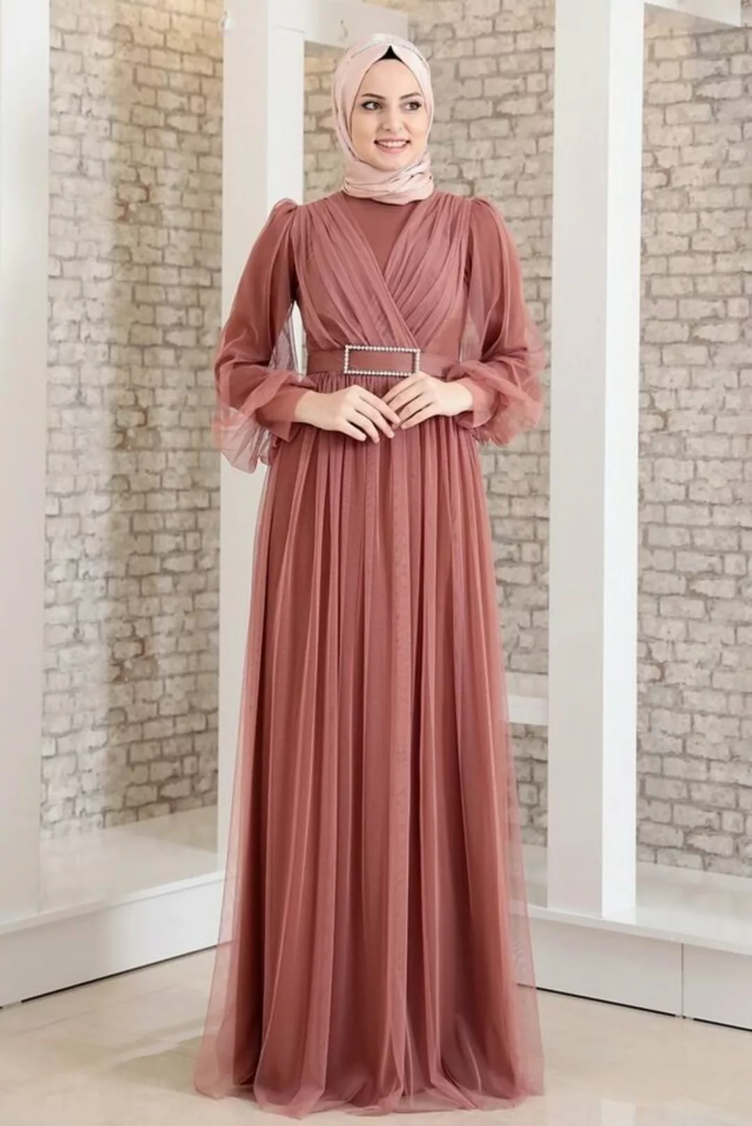 Modavitrini Abendkleid Damen Kleid langärmliges Maxikleid Abiye Abaya Hijab günstig online kaufen