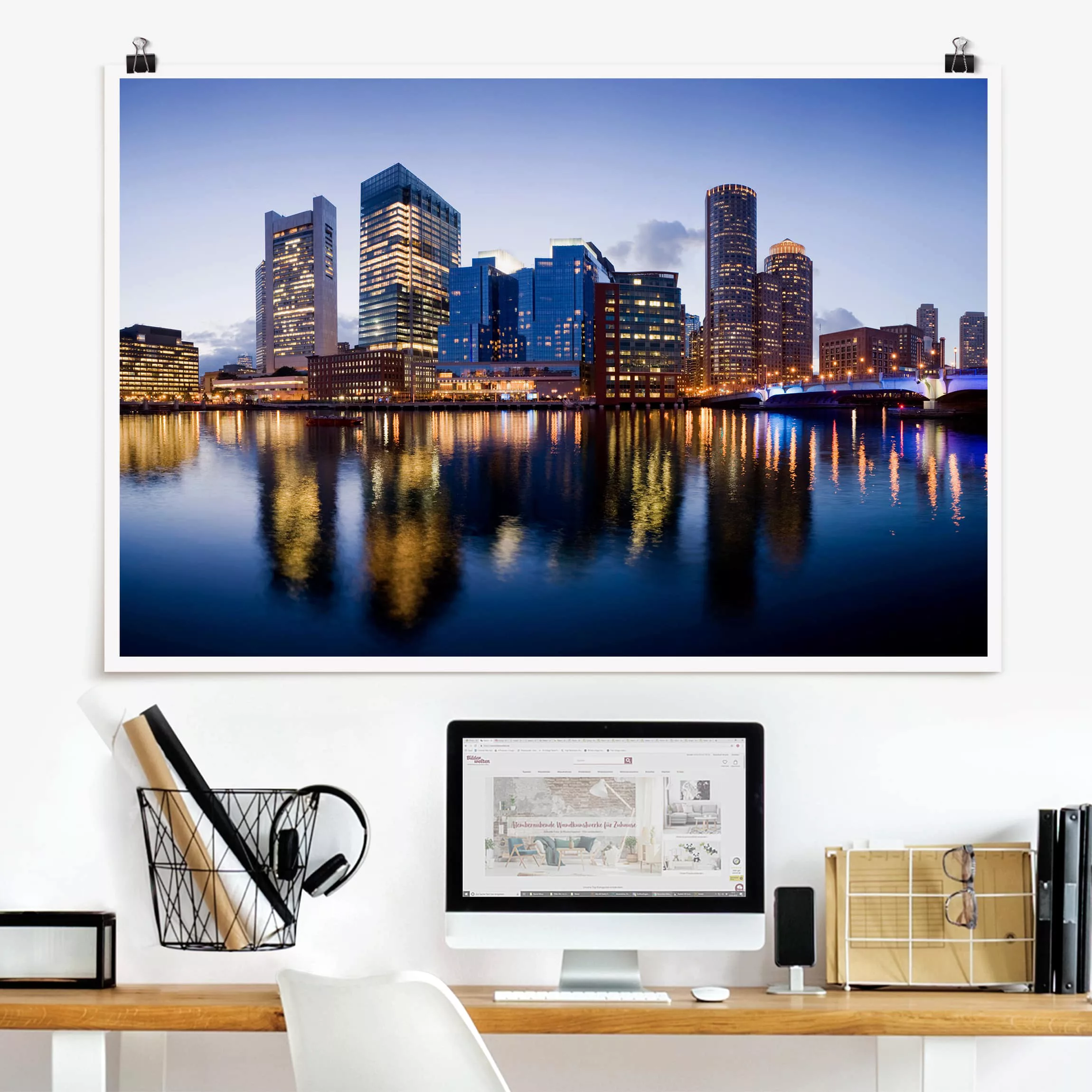 Poster Architektur & Skyline - Querformat Good Night Boston günstig online kaufen