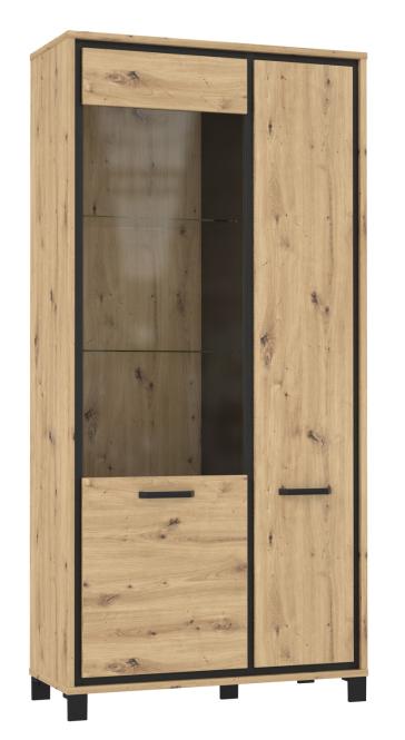 Highboardvitrine 101cm TRONDHEIM von Forte Artisan Eiche / Schwarz Eiche günstig online kaufen