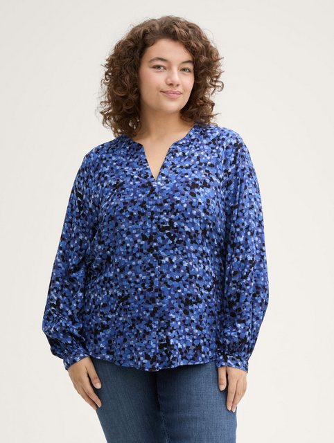 TOM TAILOR PLUS Langarmbluse Plus Size - Gemusterte Bluse mit LENZING™ ECOV günstig online kaufen