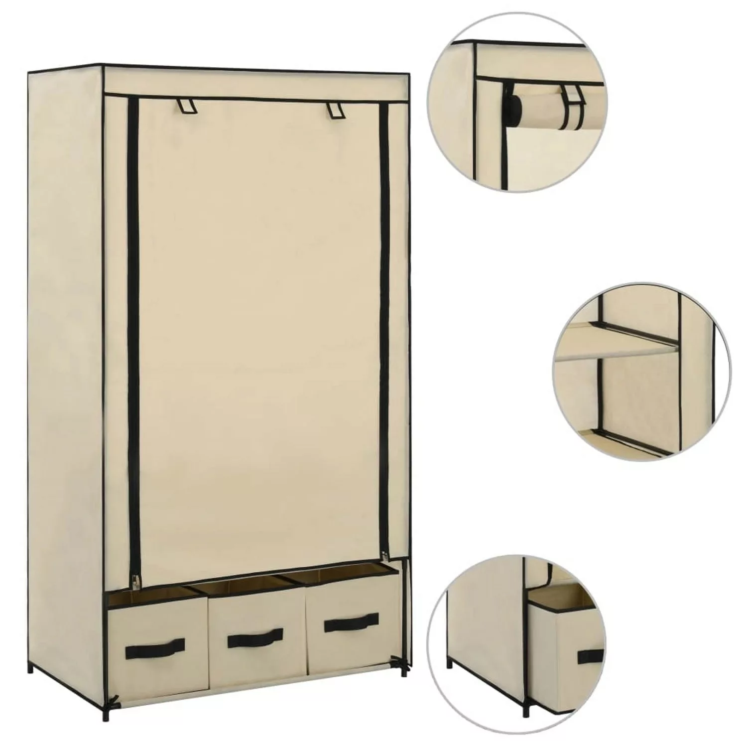 vidaXL Kleiderschrank Kleiderschrank Stoffschrank Faltschrank Creme 87 x 49 günstig online kaufen