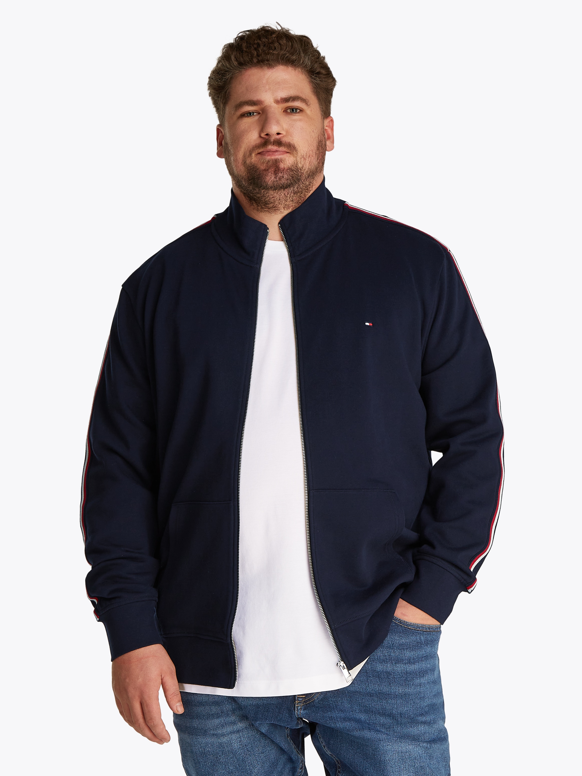 Tommy Hilfiger Big & Tall Sweatjacke "BT-GLOBAL STRIPE STAND COLLAR-B", Gro günstig online kaufen