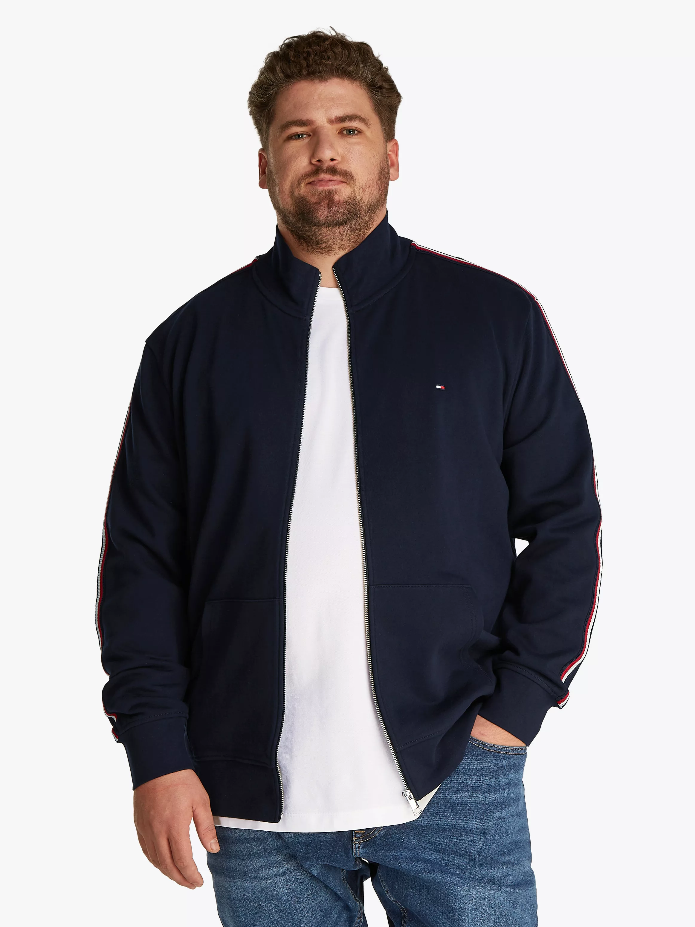 Tommy Hilfiger Big & Tall Sweatjacke BT-GLOBAL STRIPE STAND COLLAR-B Große günstig online kaufen