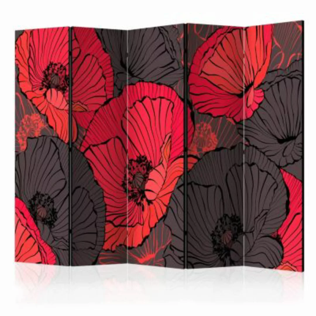 artgeist Paravent Pleated poppies II [Room Dividers] mehrfarbig Gr. 225 x 1 günstig online kaufen