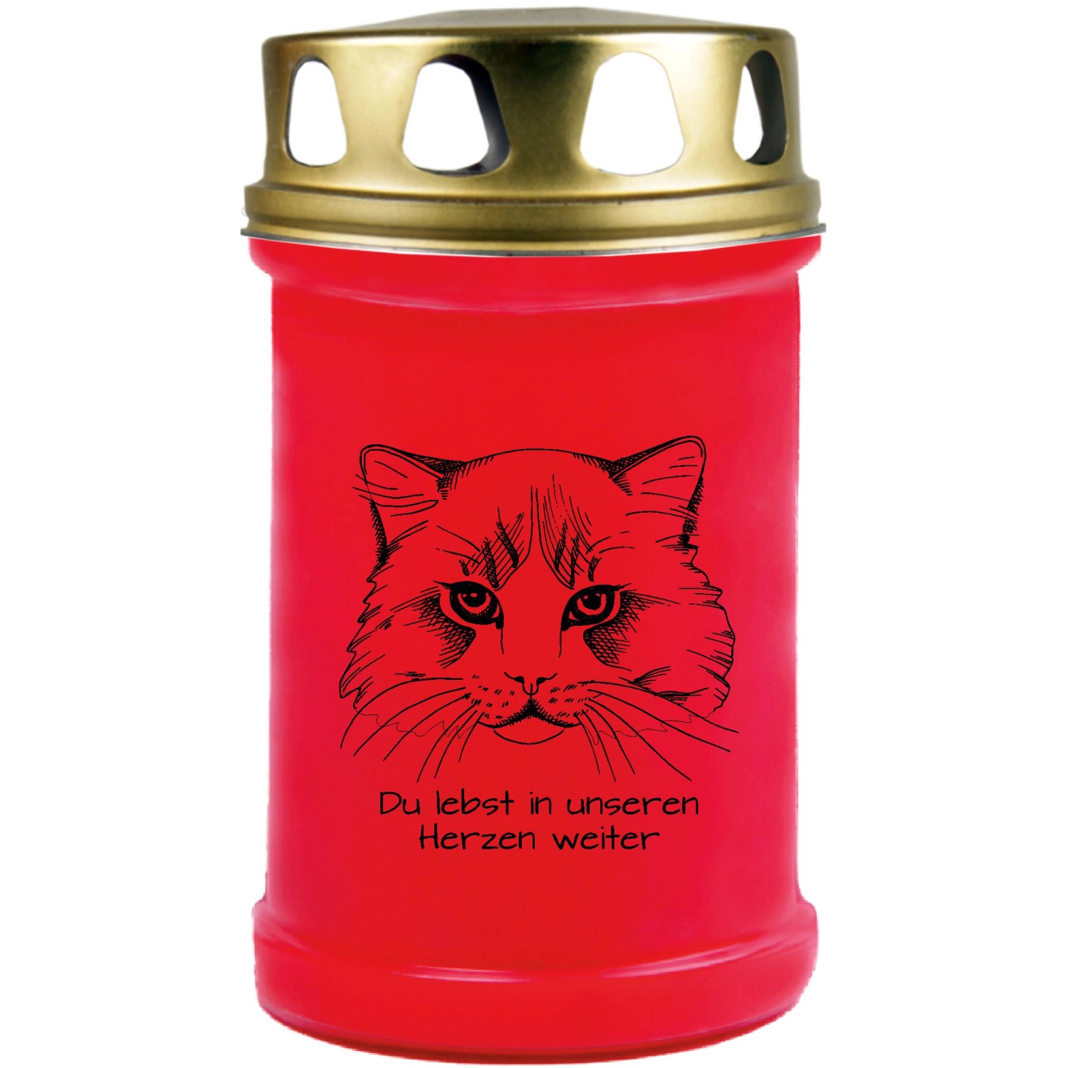 HS Candle Grabkerze Rot 48h Deckel Gold Katze 2 günstig online kaufen