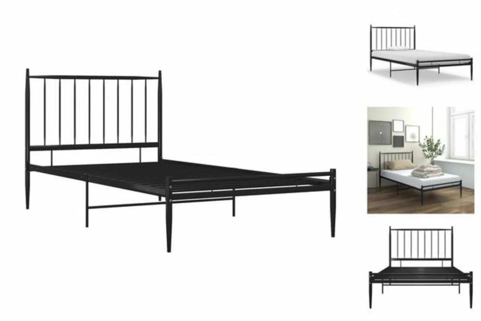 vidaXL Bettgestell Bett Schwarz Metall 90x200 cm Bettgestell günstig online kaufen