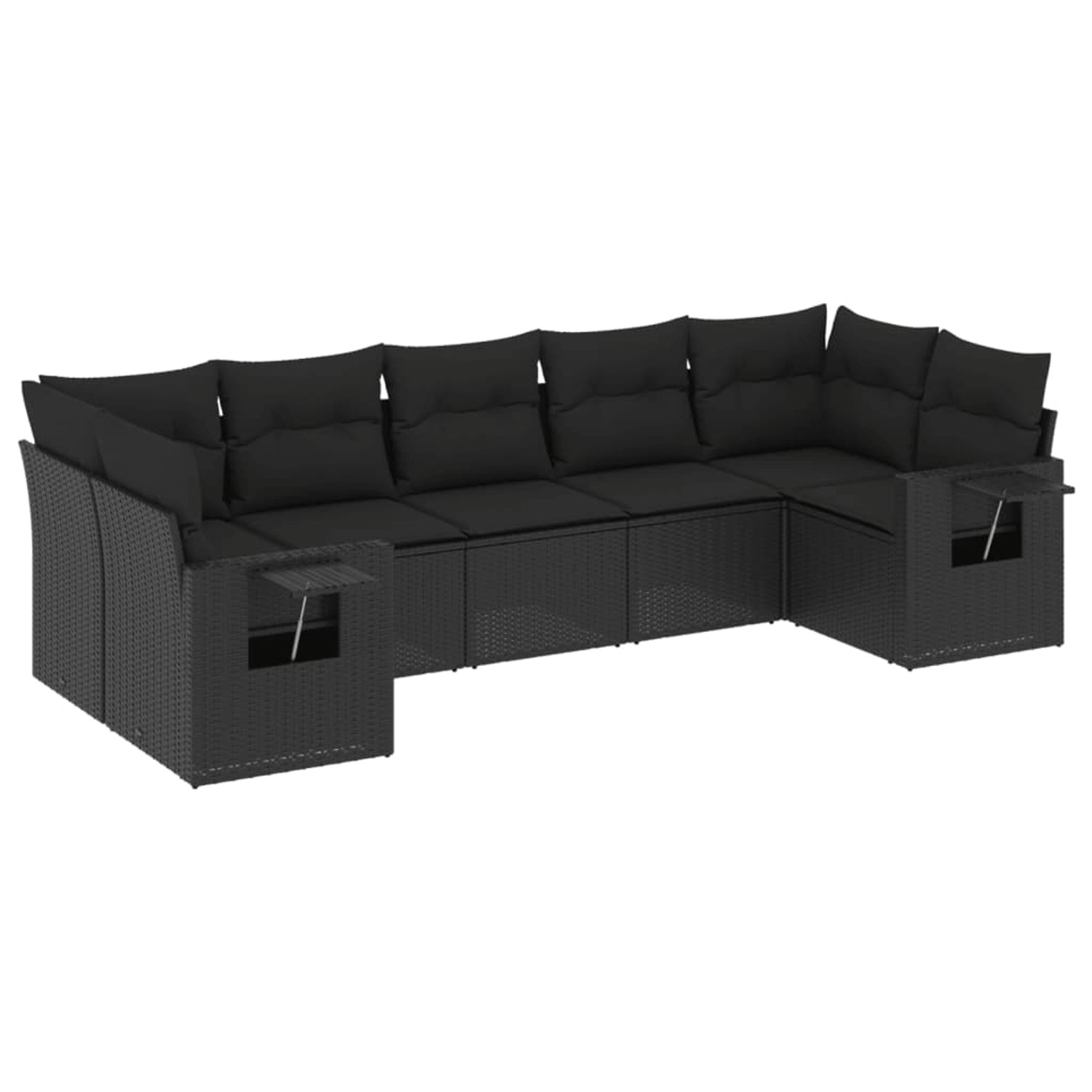 vidaXL 7-tlg Garten-Sofagarnitur mit Kissen Schwarz Poly Rattan Modell 221 günstig online kaufen