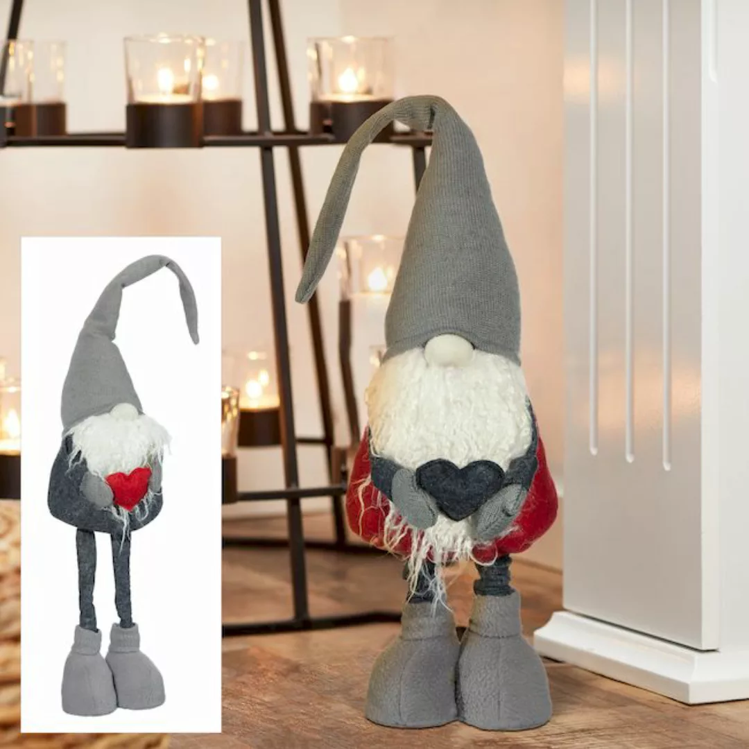 Deko-Figur 1 Stück WICHTEL ca. 80 cm hoch 2 Farben Grau / Rot günstig online kaufen