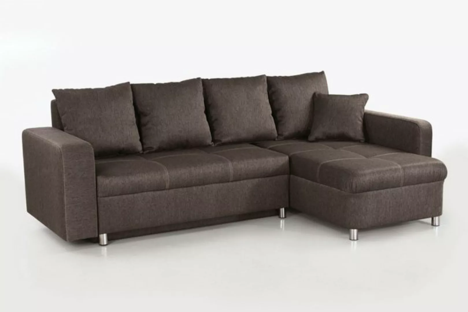 Ecksofa klein mit Schlaffunktion und Bettkasten Grau-Schwarz 235 x 154 cm b günstig online kaufen