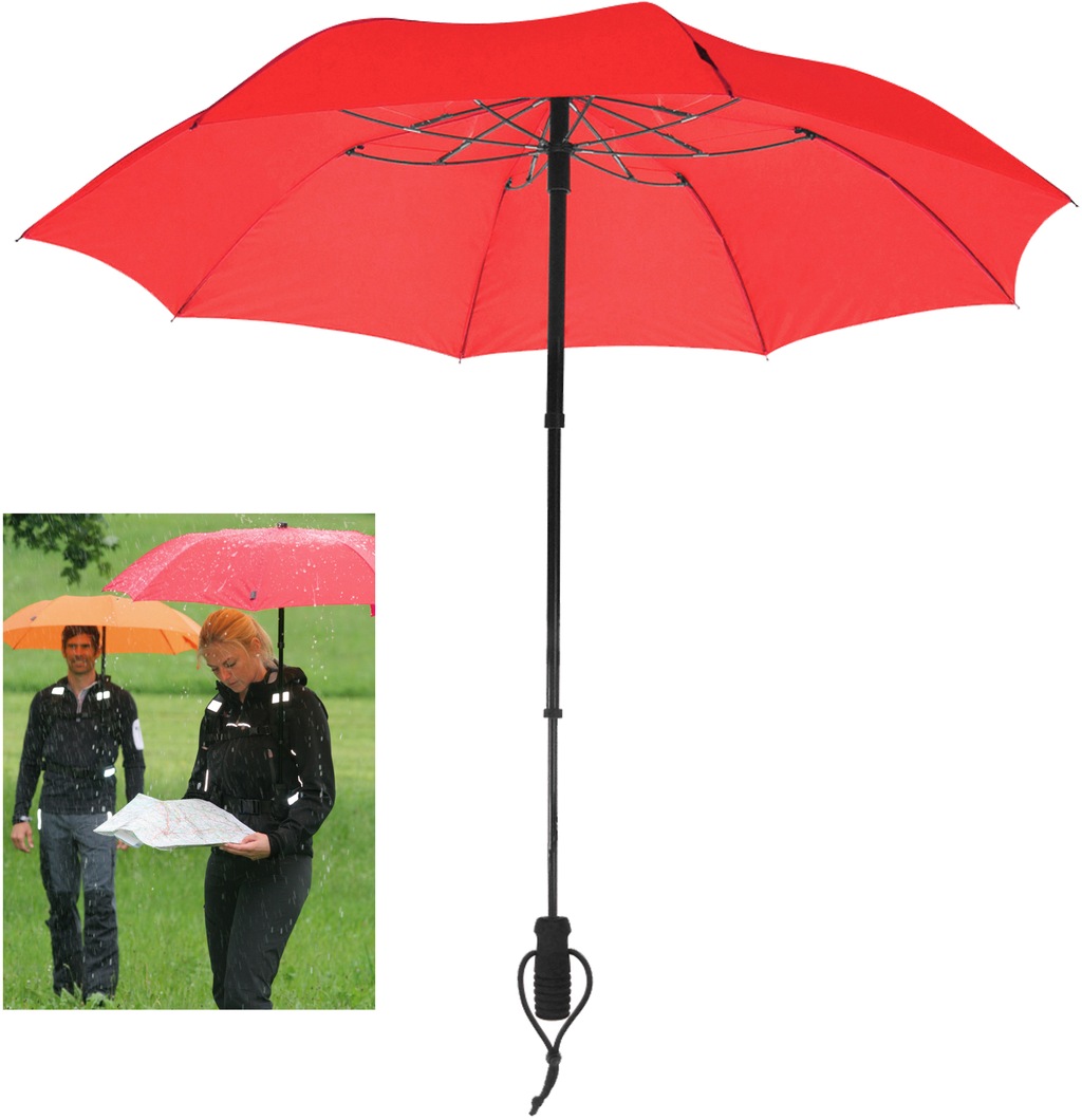 EuroSCHIRM Taschenregenschirm "teleScope handsfree, rot", zweifach ausziehb günstig online kaufen