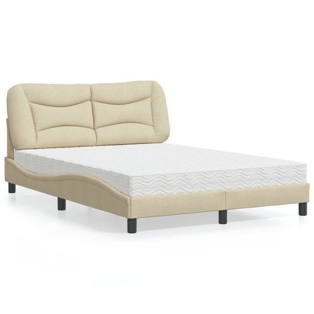 vidaXL Bett Bett mit Matratze Creme 140x200 cm Stoff günstig online kaufen