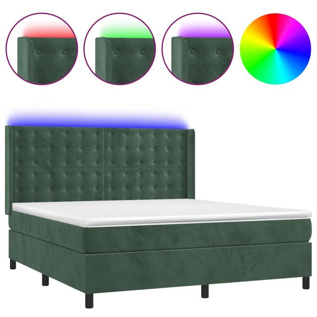 vidaXL Boxspringbett Boxspringbett mit Matratze und LED Samt (180 x 200 cm, günstig online kaufen