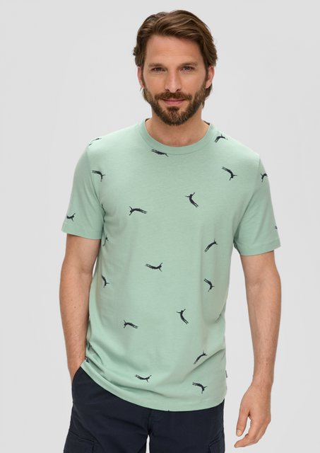 s.Oliver Kurzarmshirt T-Shirt aus Baumwolle mit All-over-Print Artwork günstig online kaufen