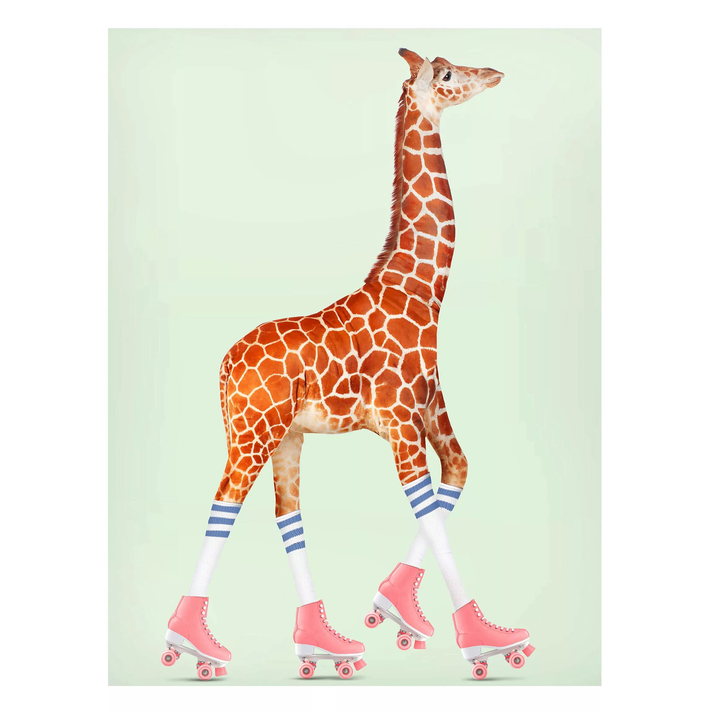 Magnettafel Kinderzimmer - Hochformat 3:4 Giraffe mit Rollschuhen günstig online kaufen