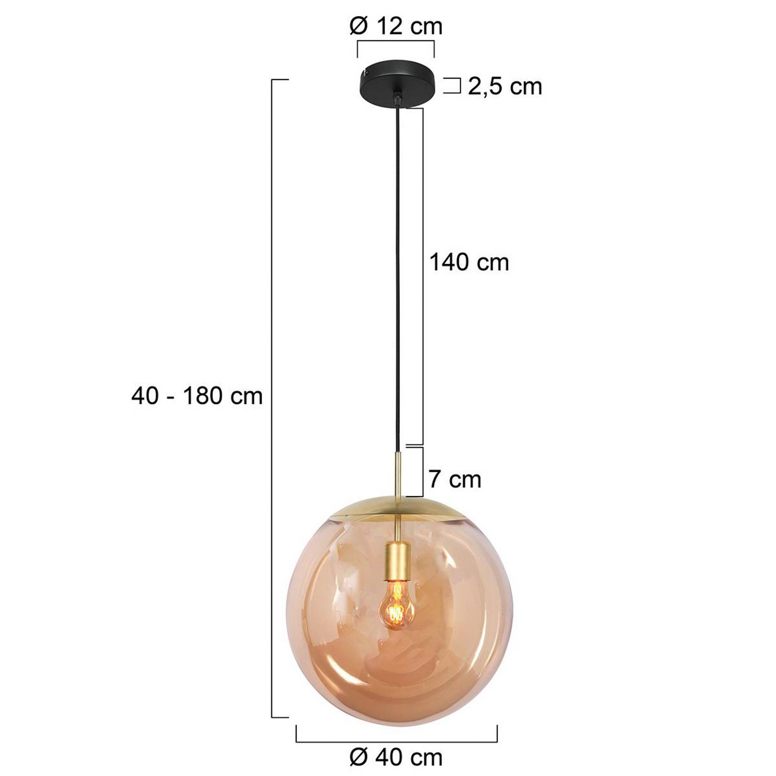 Hängeleuchte Bollique, messing, Ø 40 cm, Glas, 1-fl., Kugel günstig online kaufen