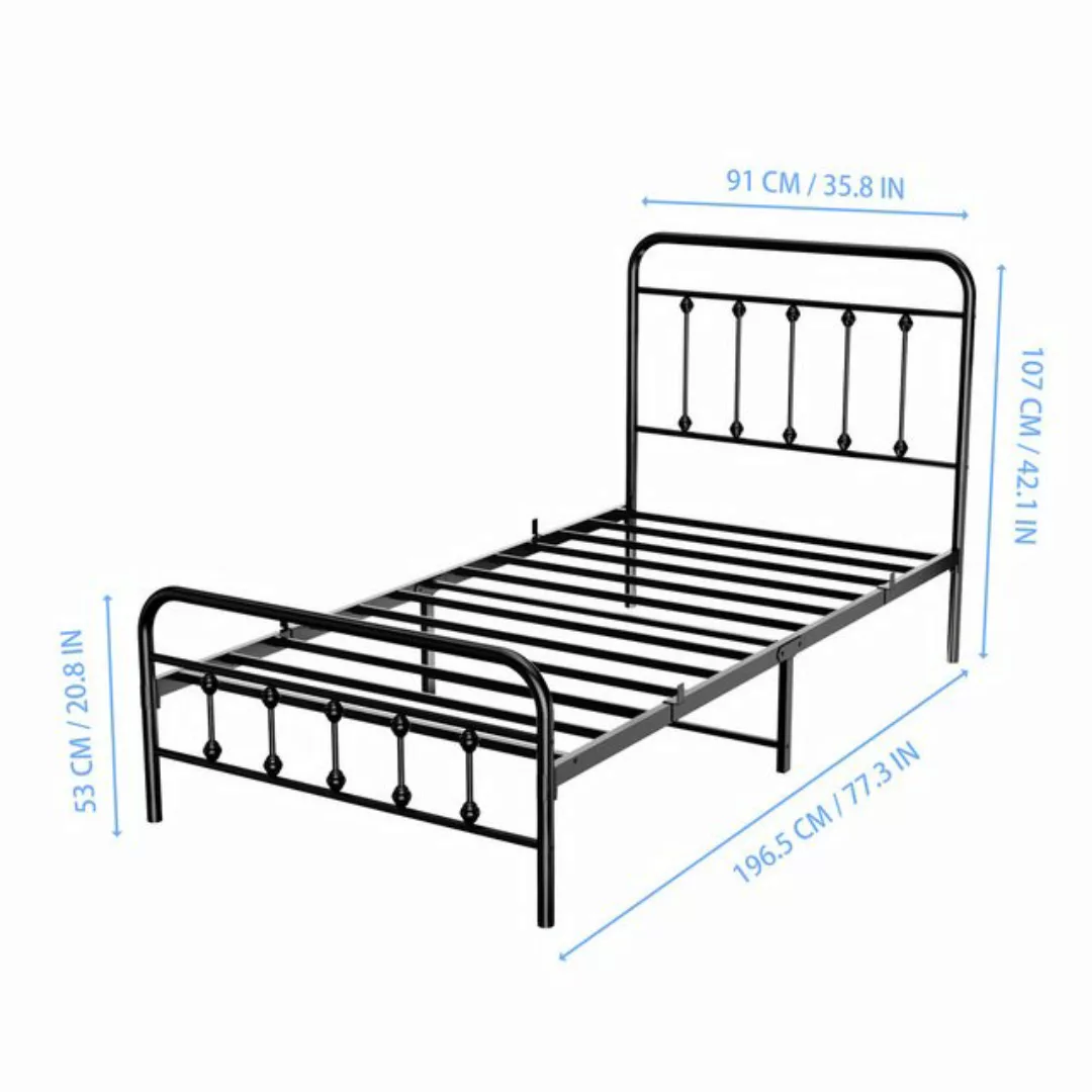 KoDise Metallbett Bettrahmen Vintage Bettgestell 90×190cm, Stabil und langl günstig online kaufen