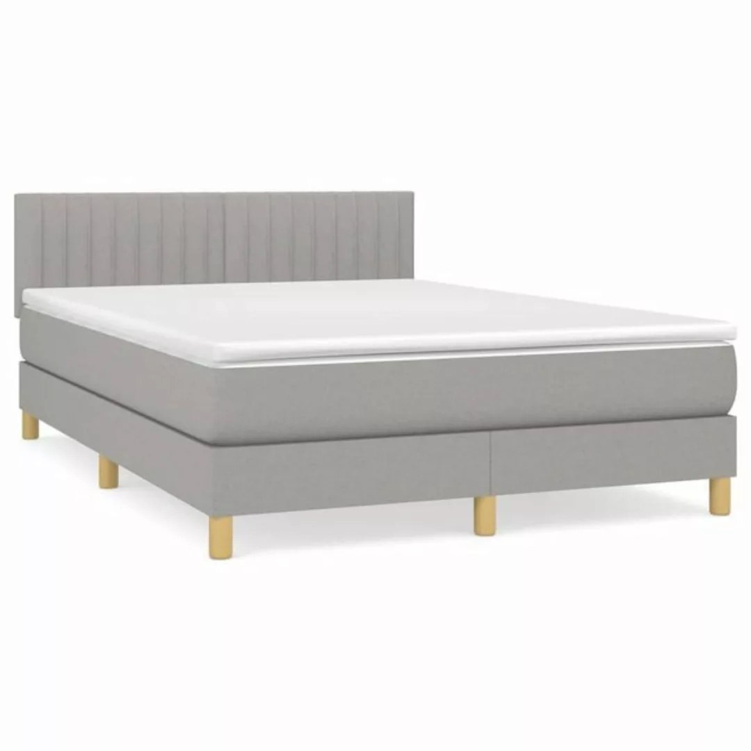 vidaXL Boxspringbett Boxspringbett mit Matratze Hellgrau 140x200 cm Stoff B günstig online kaufen