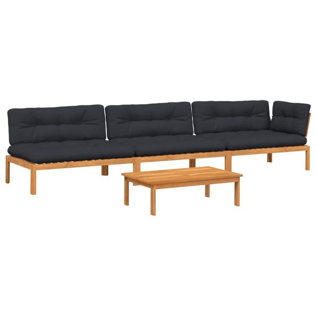 vidaXL Loungesofa 4-tlg. Garten-Sofagarnitur aus Paletten mit Kissen nholz, günstig online kaufen