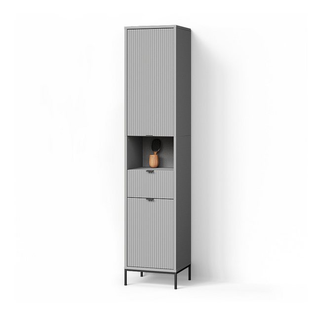 Livinity® Hochschrank ATERNO, Grau/Grau, 40 x 190 cm mit Türen, und Schubla günstig online kaufen