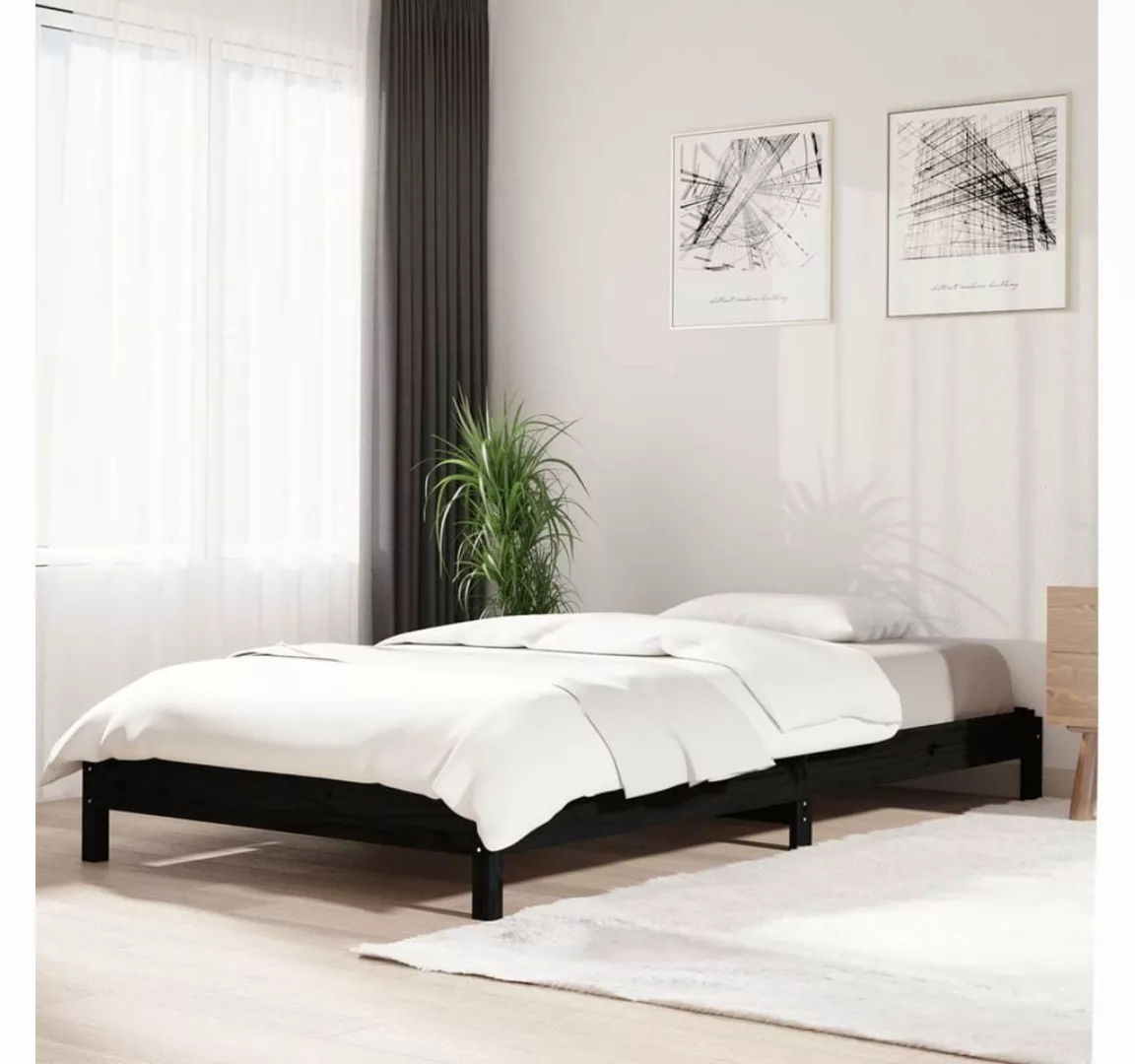 furnicato Bett Stapelbett Schwarz 75x190 cm Massivholz Kiefer günstig online kaufen