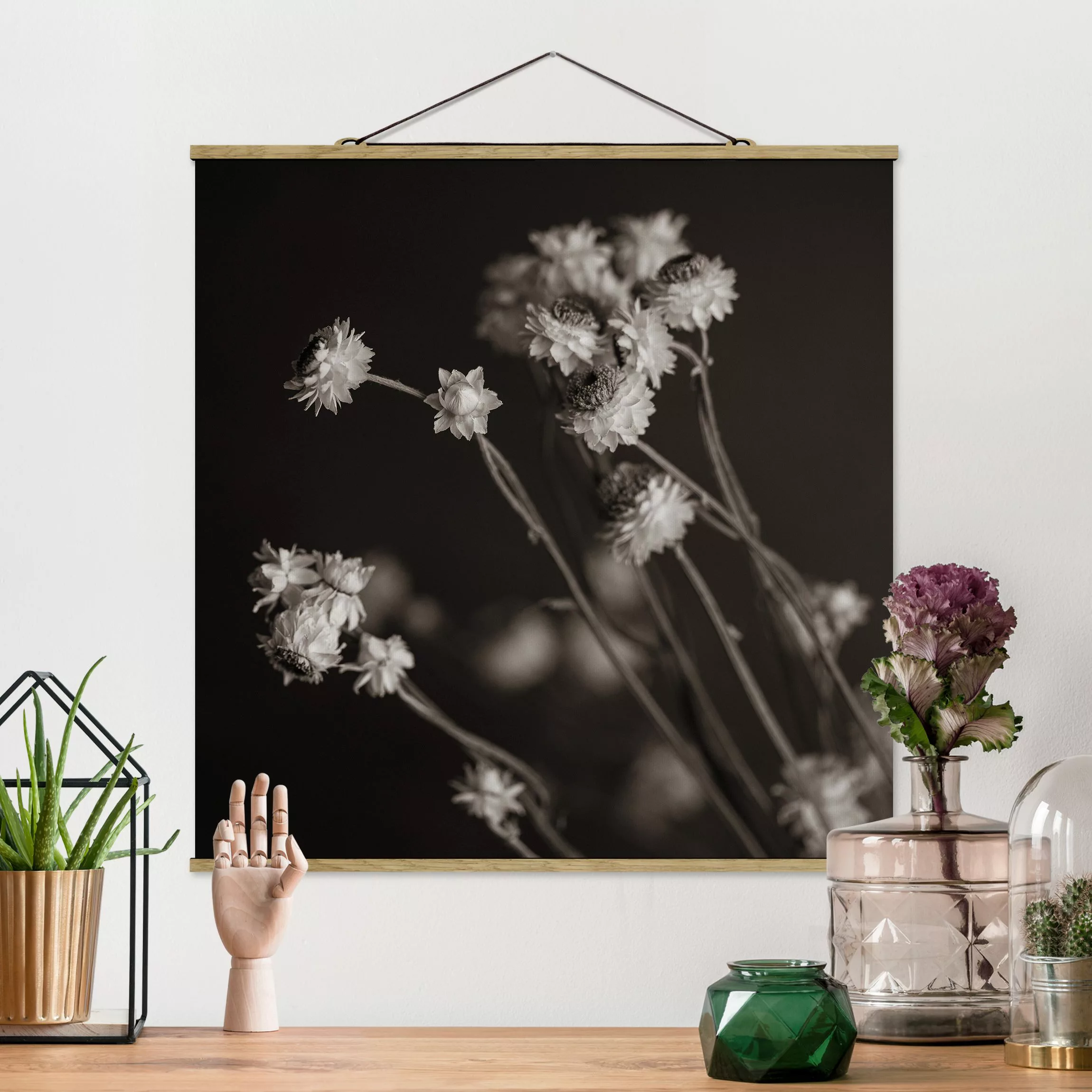 Stoffbild mit Posterleisten Gänseblümchen Studie günstig online kaufen