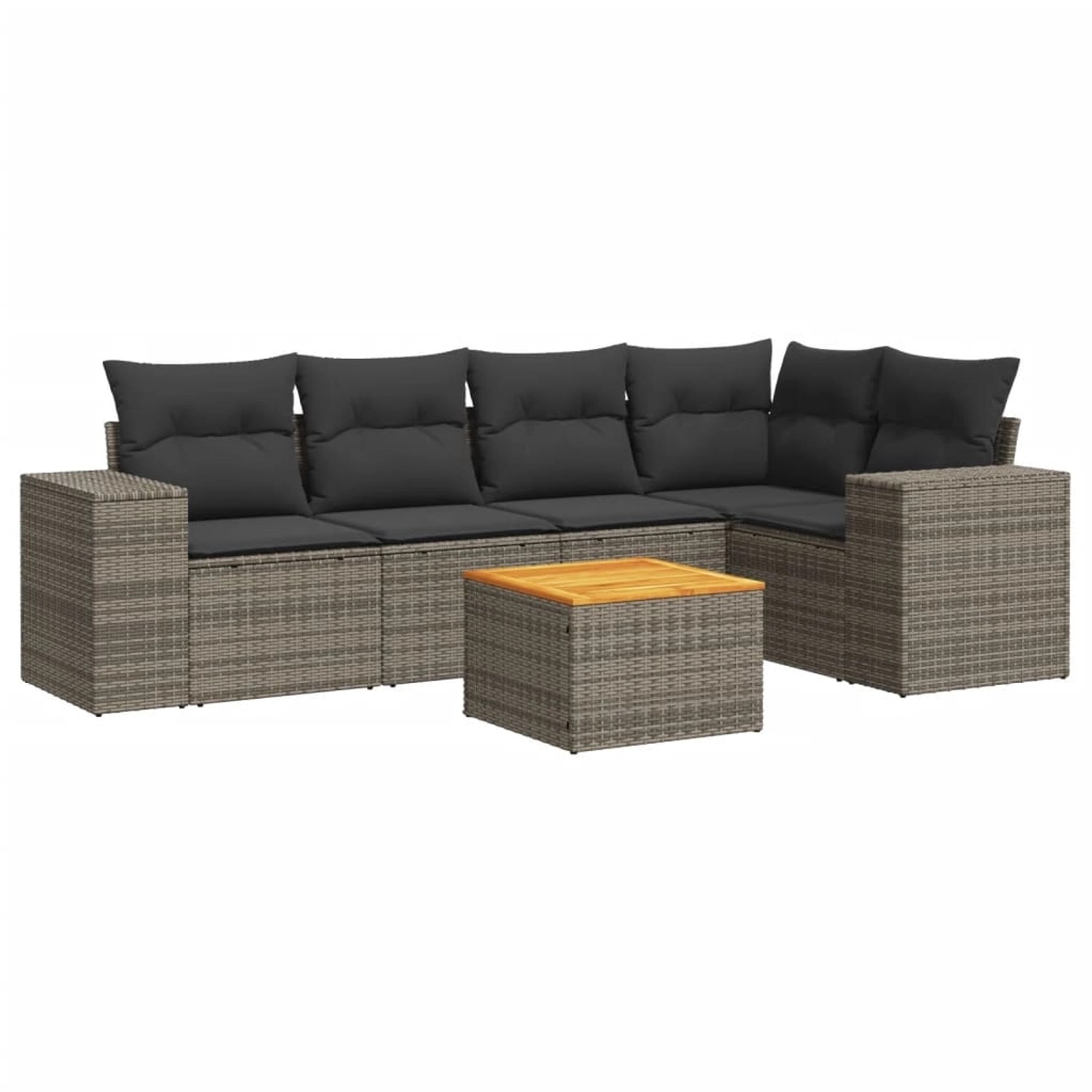 vidaXL 6-Tlg Garten-Sofagarnitur mit Kissen Grau Poly Rattan 3257768 günstig online kaufen