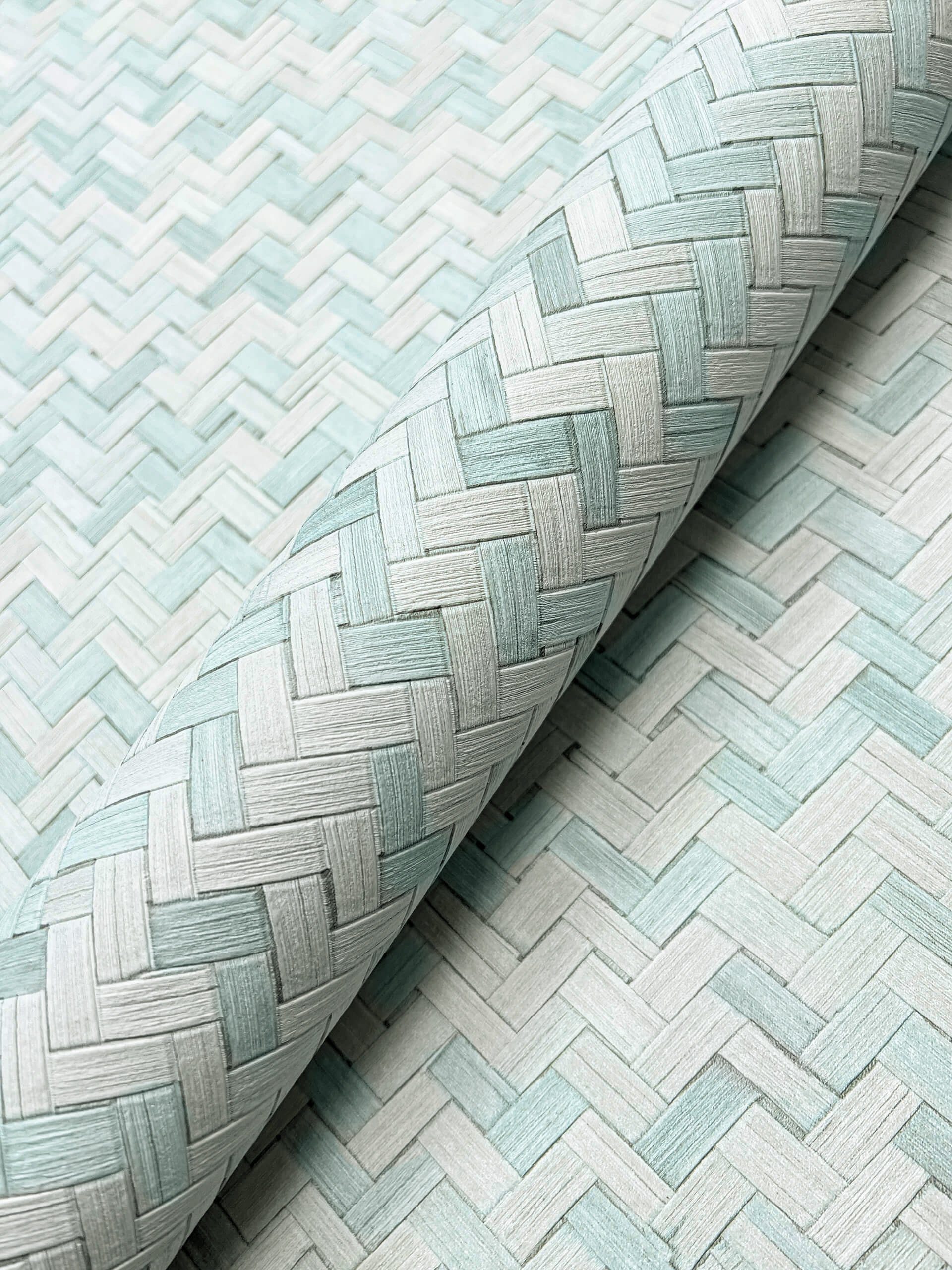 Newroom Vliestapete, Blau Tapete Boho Rattan günstig online kaufen