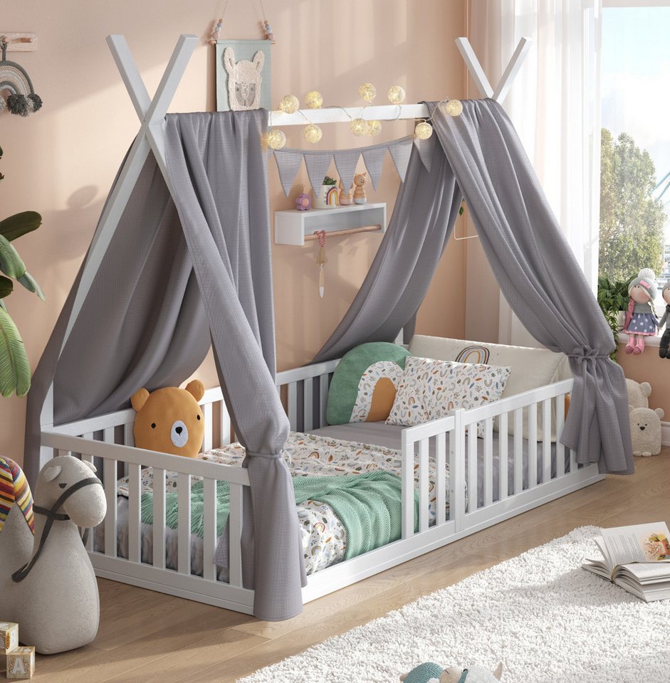 Alavya Home® Kinderbett Bodenbett SKY SET aus Buche – FSC® 100%, Deko & Mat günstig online kaufen