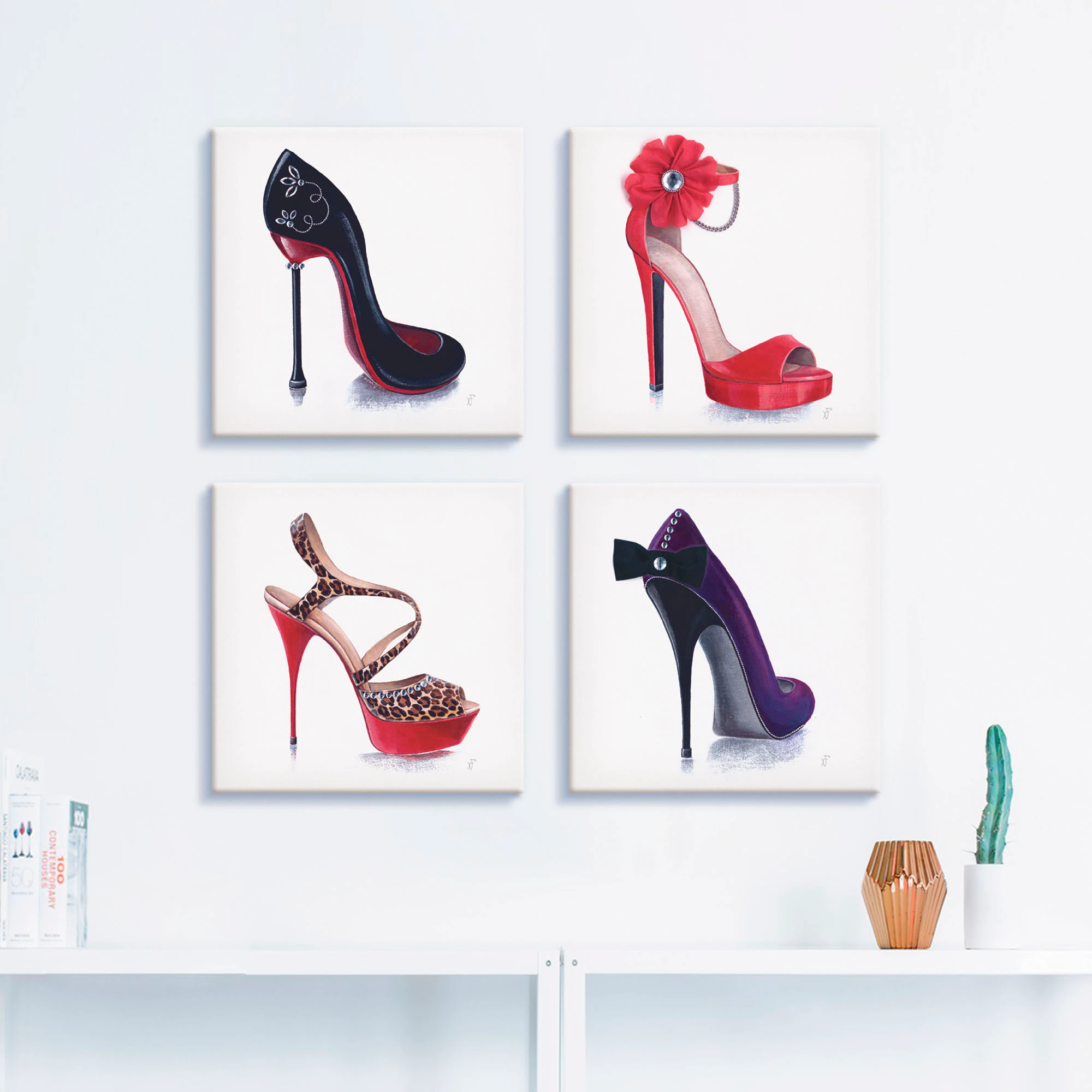 Artland Leinwandbild "Damenschuhe", Mode, (4 St.), 4er Set, verschiedene Gr günstig online kaufen