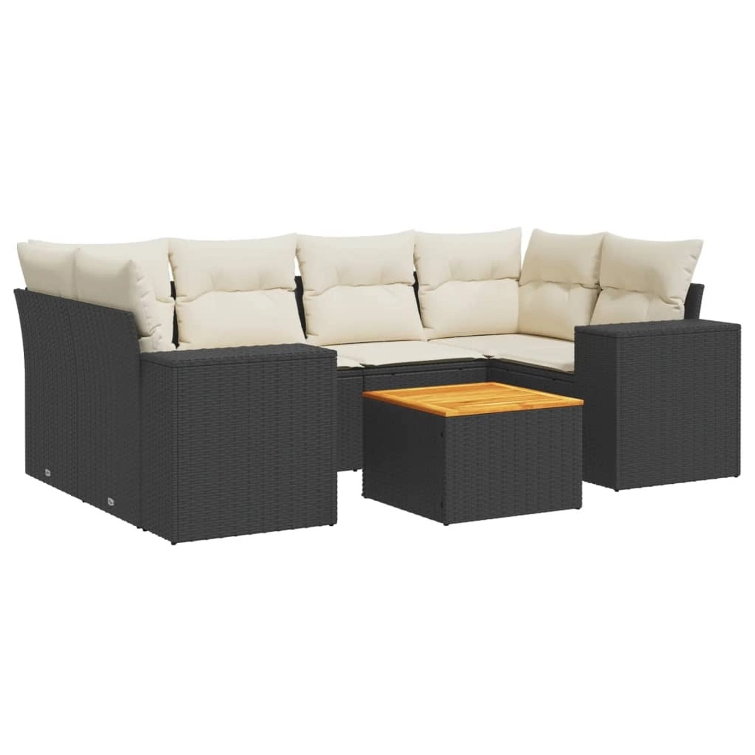 vidaXL 7-Tlg Garten-Sofagarnitur mit Kissen Schwarz Poly Rattan 3257673 günstig online kaufen