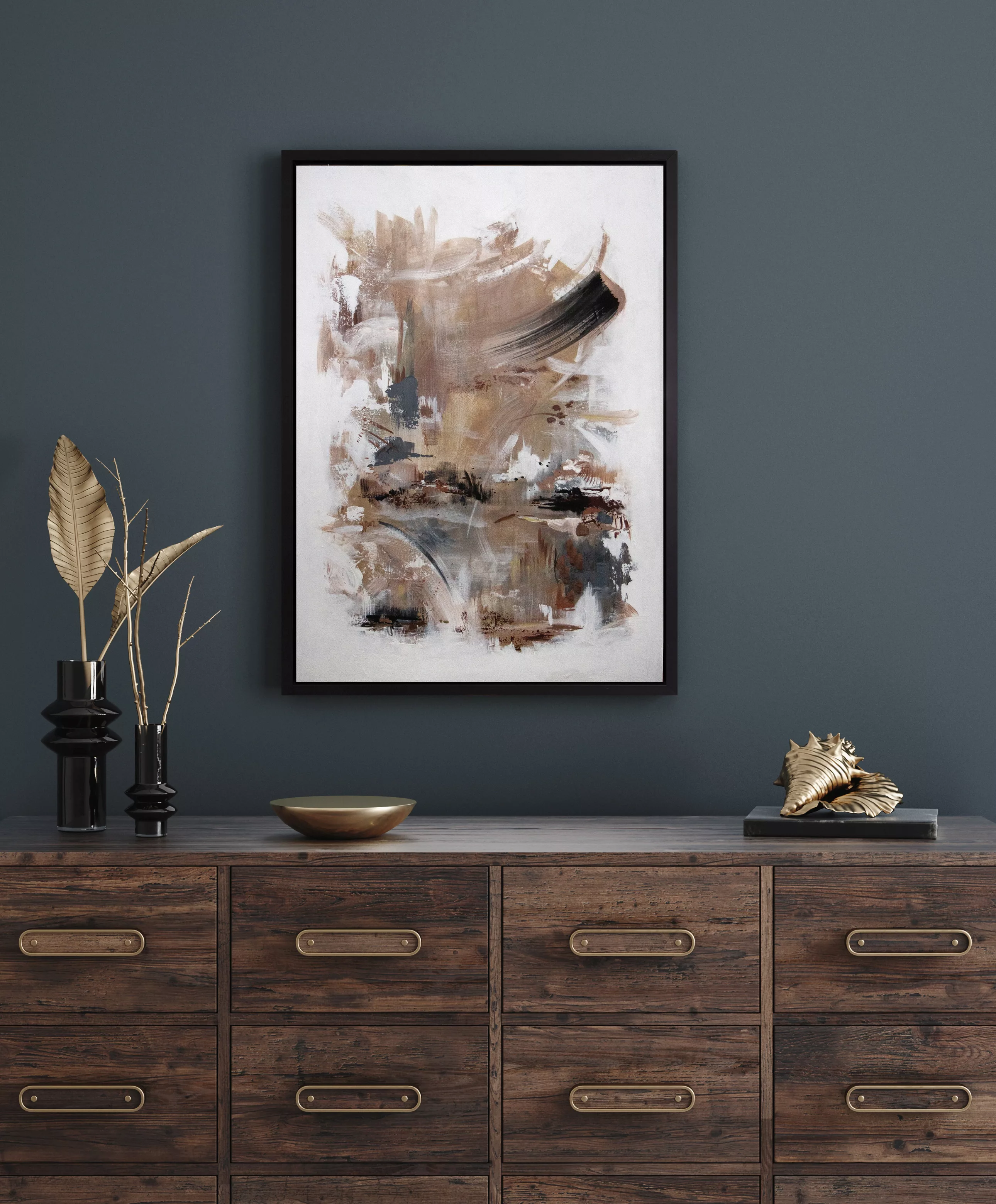queence Leinwandbild »Abstrakt Braund und Grau«, Abstrakt-Abstrakte-Kunst-M günstig online kaufen