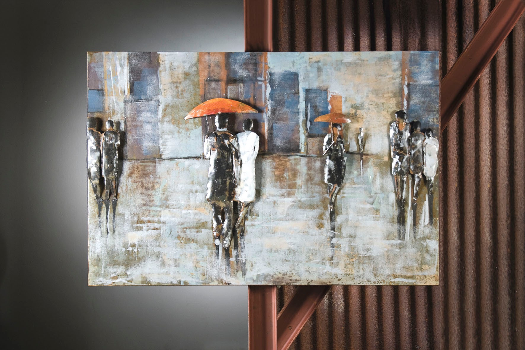 GILDE GALLERY Metallbild »Kunstobjekt Rainy Day«, Menschen, (1 St.) günstig online kaufen