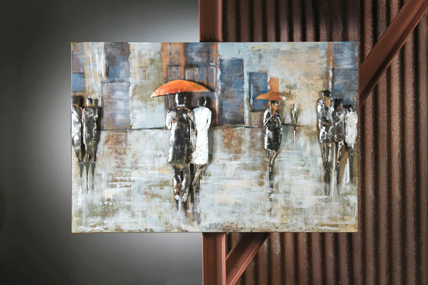 GILDE GALLERY Metallbild »Kunstobjekt Rainy Day«, Menschen, (1 St.) günstig online kaufen