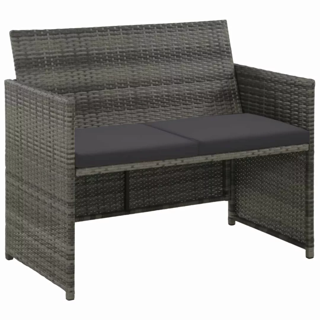 4-tlg. Garten-lounge-set Mit Auflagen Poly Rattan Grau günstig online kaufen