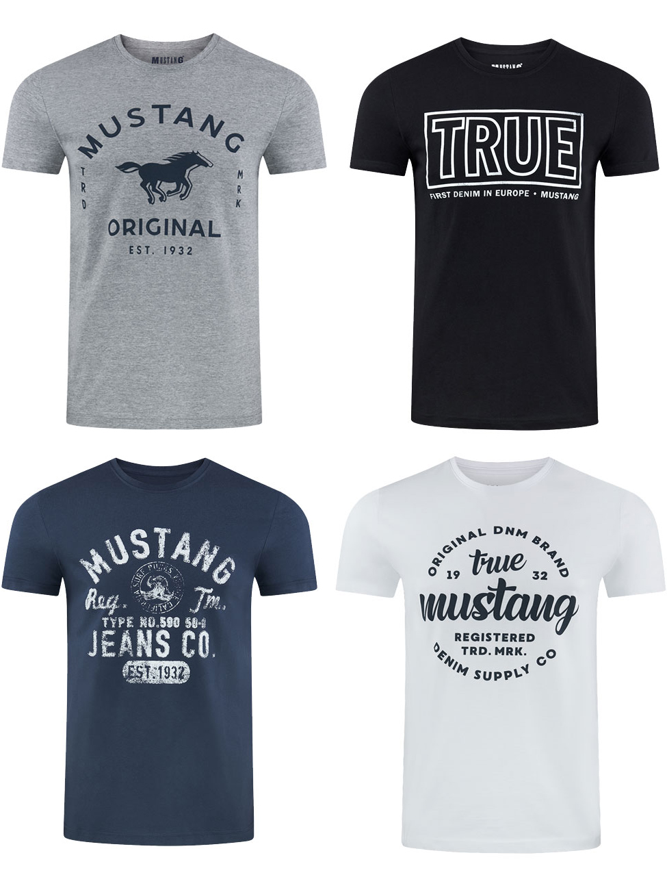 Mustang Herren T-Shirt Mustang Mehrfarbig Rundhals Regular Fit S bis 6XL 4e günstig online kaufen