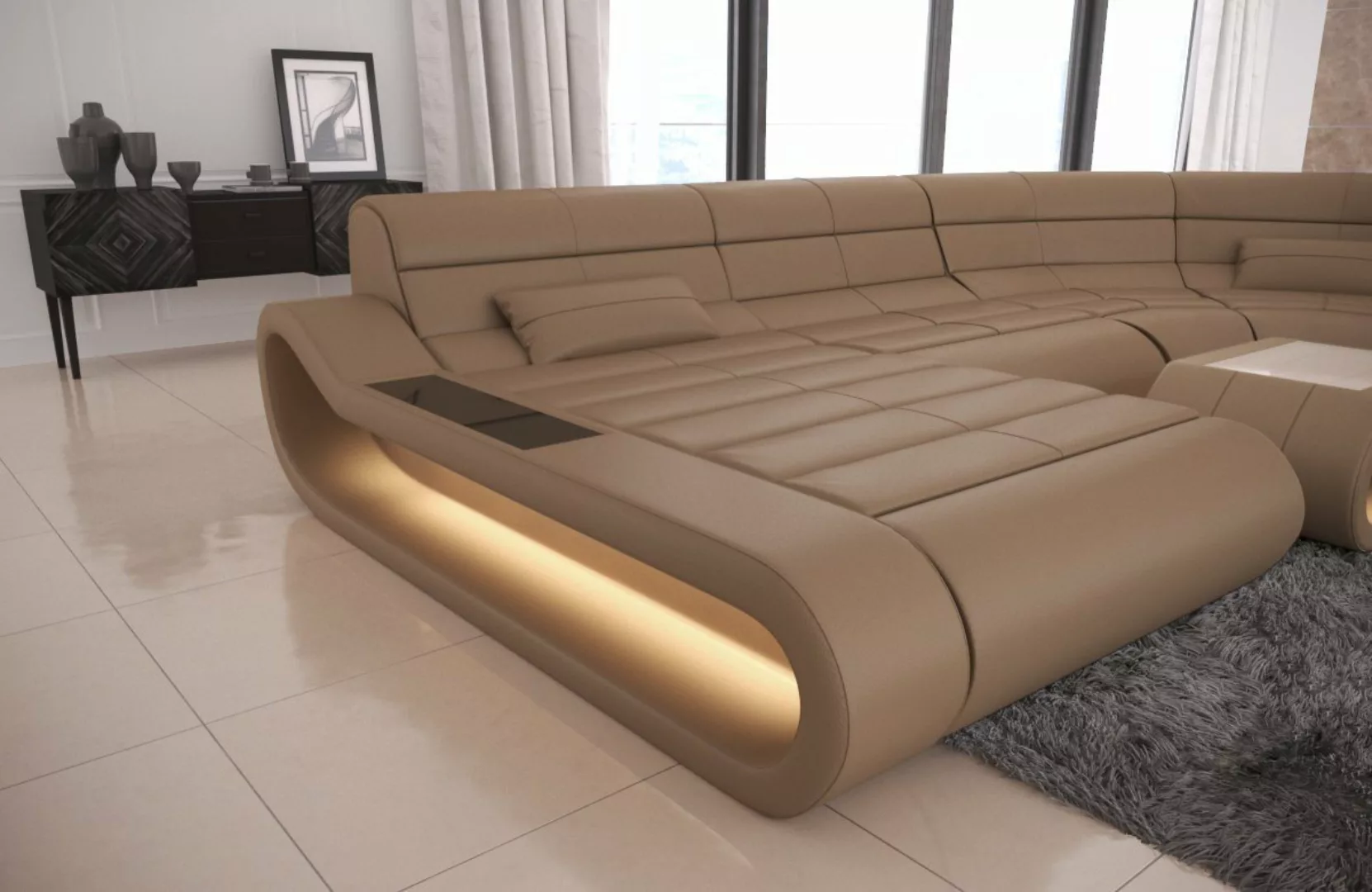 Sofa Dreams Wohnlandschaft Leder Sofa Ledercouch Concept XXL U Form Lederso günstig online kaufen