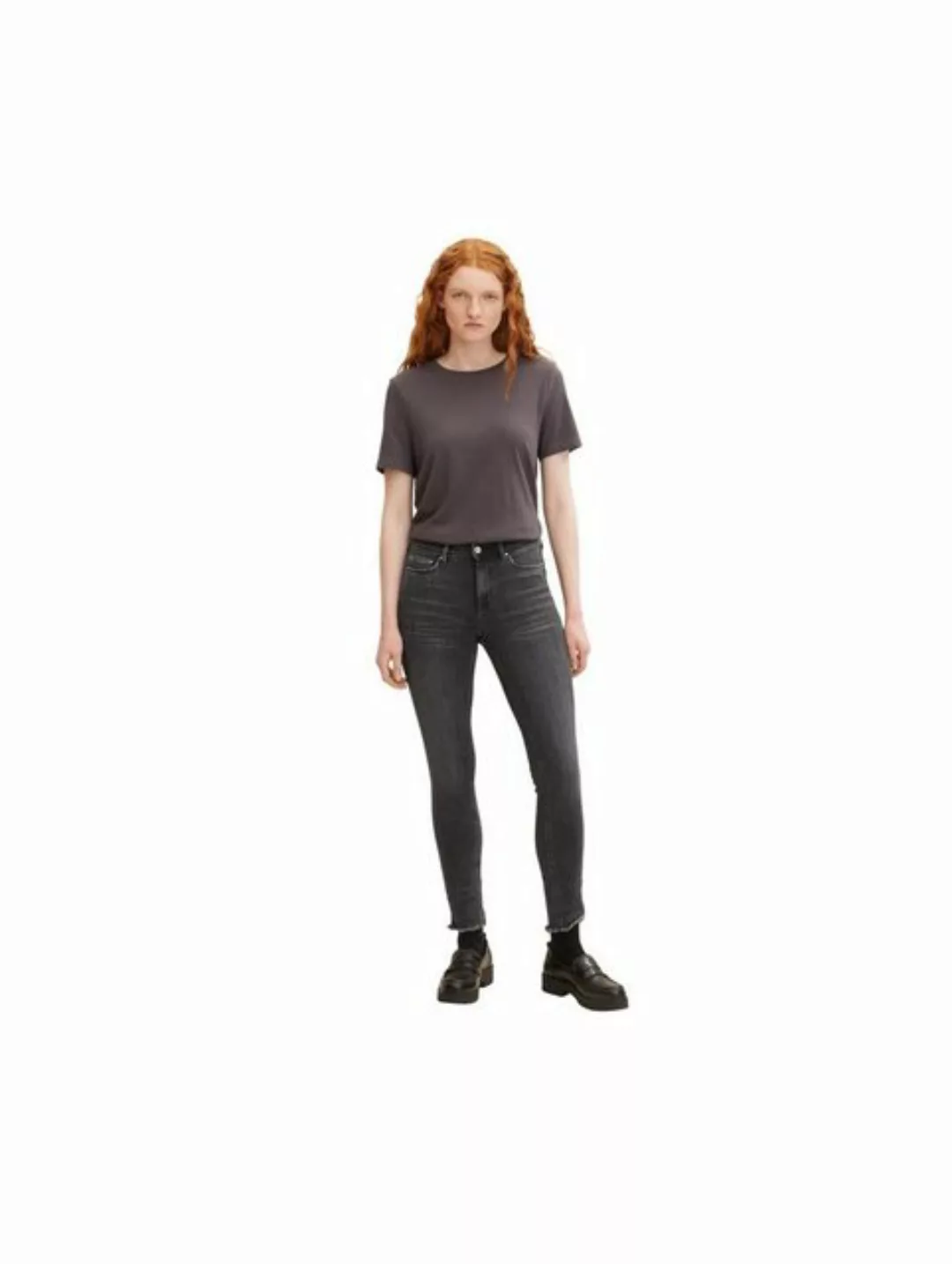 Tom Tailor Denim Damen Jeans JONA - Extra Skinny Fit - Grau- Used Mid Stone günstig online kaufen