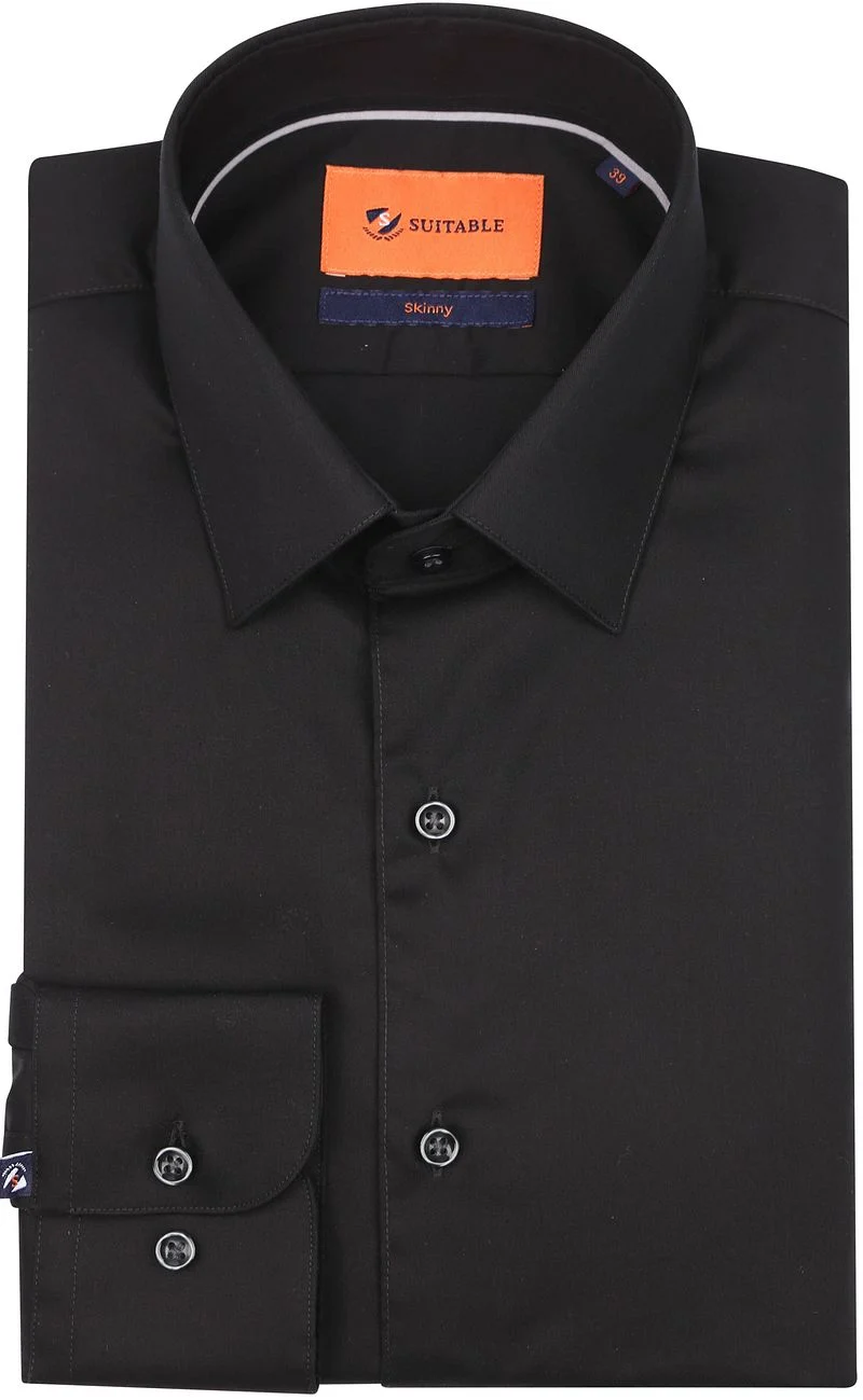 Suitable Twill Hemd Schwarz - Größe 39 günstig online kaufen