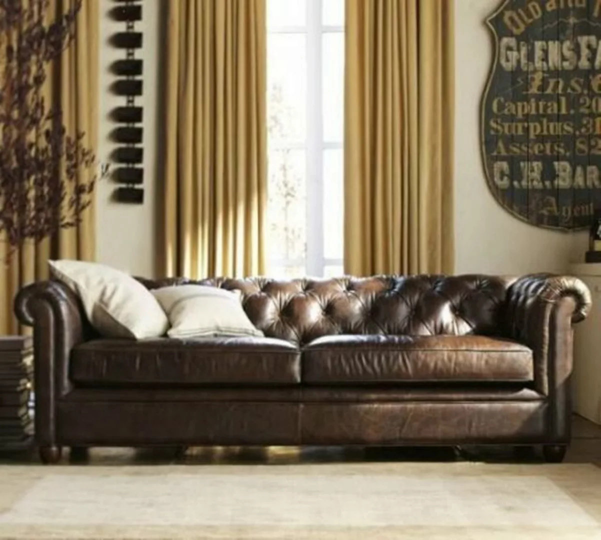 JVmoebel 3-Sitzer Chesterfield 3 Sitzer Kunstleder Polster Couch Garnitur E günstig online kaufen