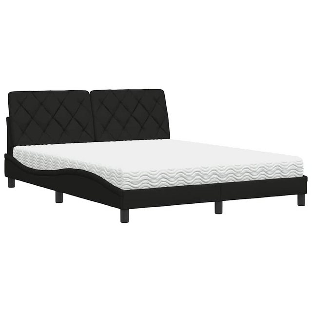 vidaXL Bett Bett mit Matratze Schwarz 160x200 cm Stoff günstig online kaufen