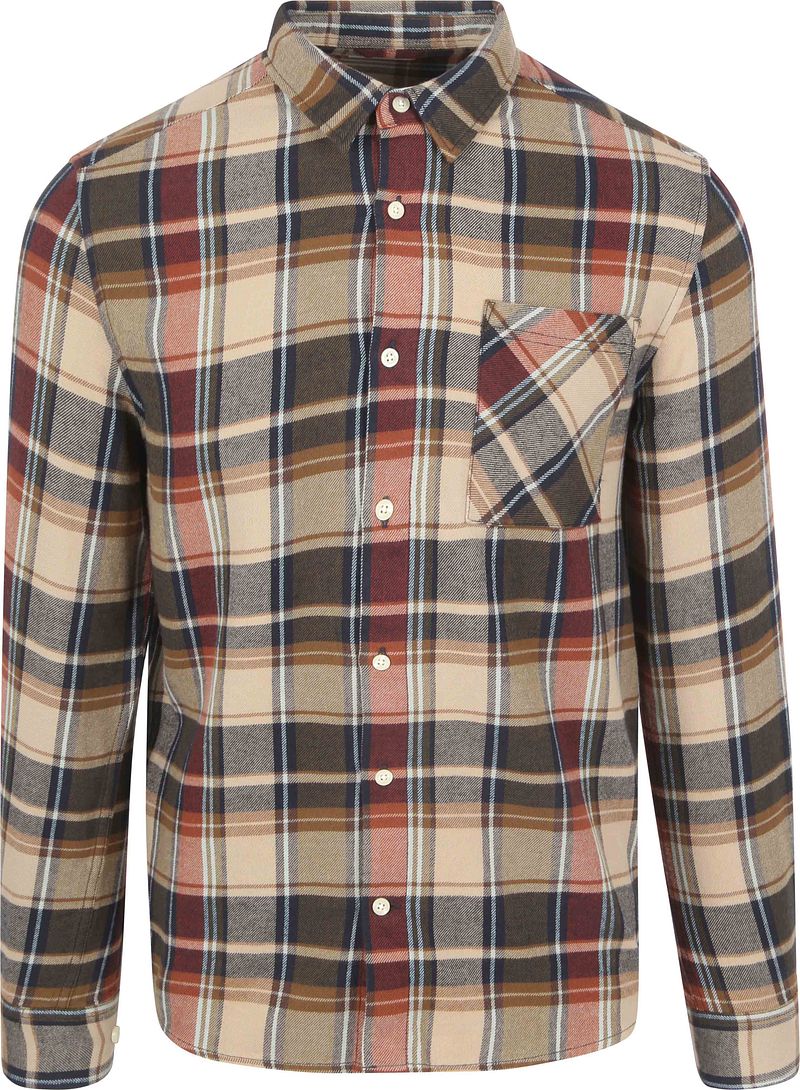 WissenBaumwolle Apparel Hemd Flanel Karos Beige - Größe M günstig online kaufen