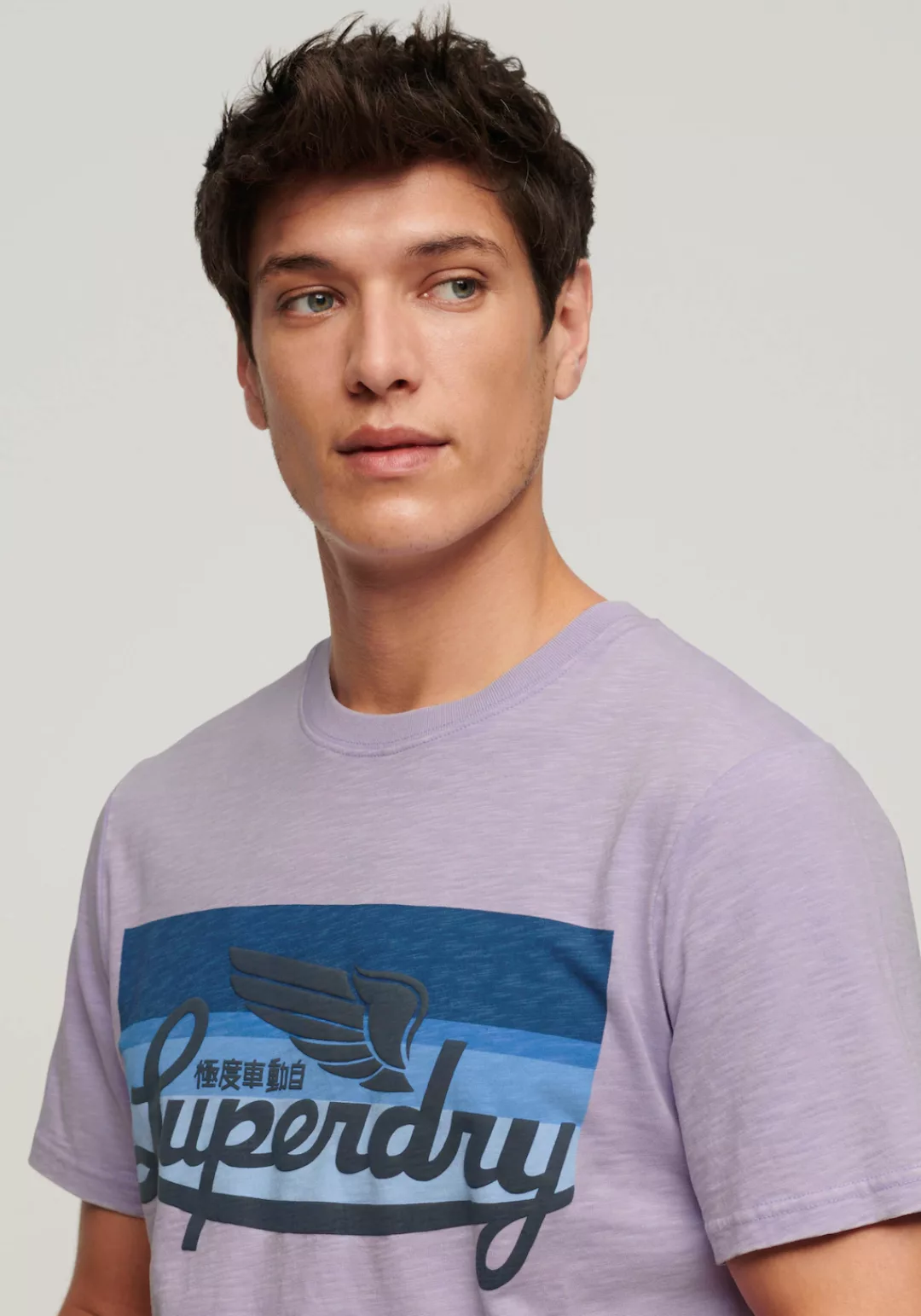 Superdry T-Shirt CALI STRIPED LOGO T SHIRT Light Lavender Purple Slub günstig online kaufen
